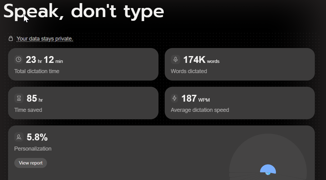 Typeless usage stats screenshot